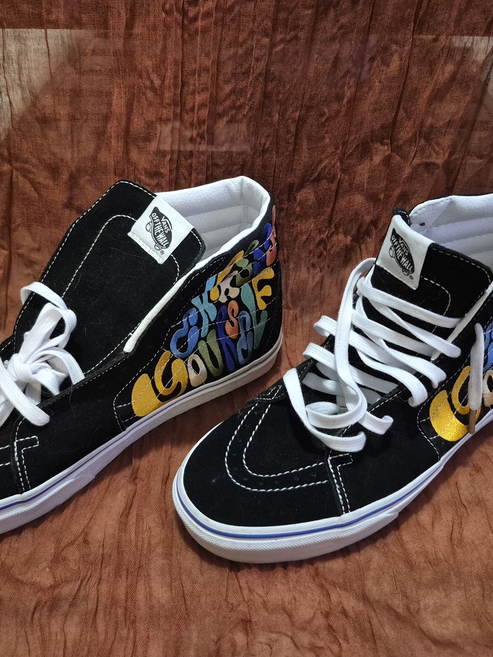 Vans Black High-Top Sneakers with Multicolor Lettering